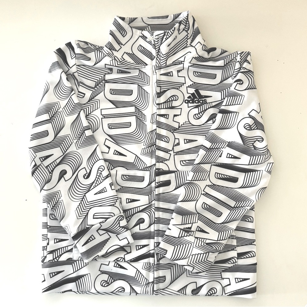 Adidas Black and White Zip Up Track Jacket